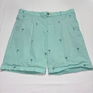 IZOD Saltwater Stretch Palm Tree Print Shorts Mens Waist 36 Preppy Golf